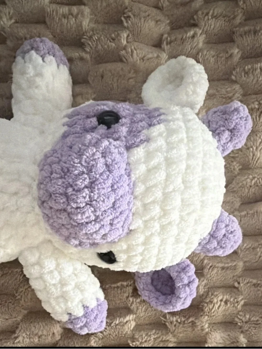 Handmade Crochet White and Purple Cow